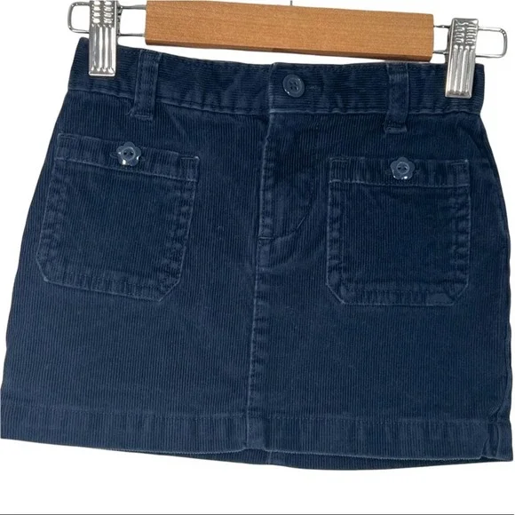 3T Toddler Girls' Corduroy Skirt EUC LIKE NEW Navy Blue Flower Buttons